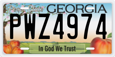 GA license plate PWZ4974