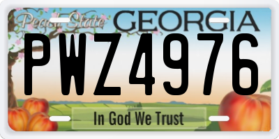 GA license plate PWZ4976