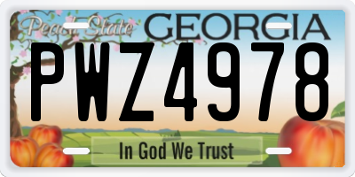 GA license plate PWZ4978