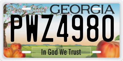 GA license plate PWZ4980