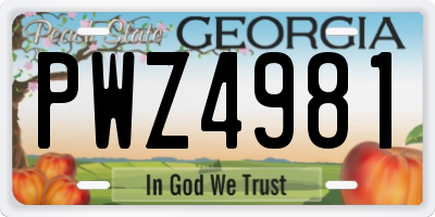 GA license plate PWZ4981