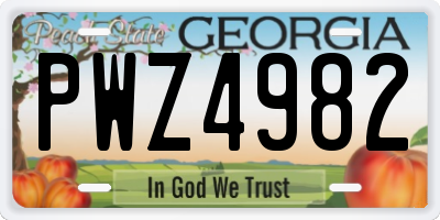GA license plate PWZ4982