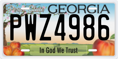 GA license plate PWZ4986