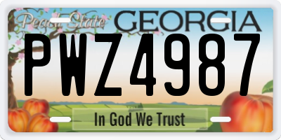 GA license plate PWZ4987