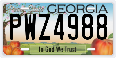 GA license plate PWZ4988