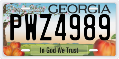 GA license plate PWZ4989