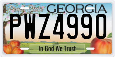 GA license plate PWZ4990