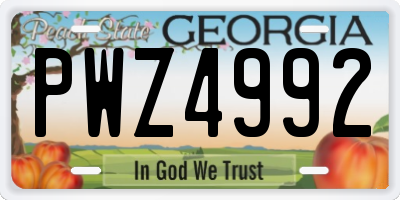 GA license plate PWZ4992