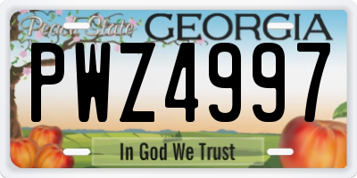 GA license plate PWZ4997