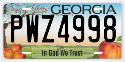GA license plate PWZ4998