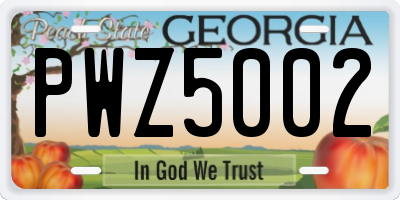 GA license plate PWZ5002