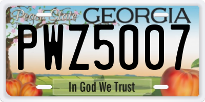 GA license plate PWZ5007