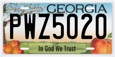 GA license plate PWZ5020