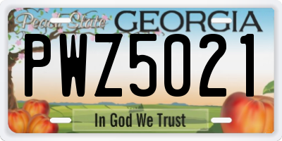 GA license plate PWZ5021