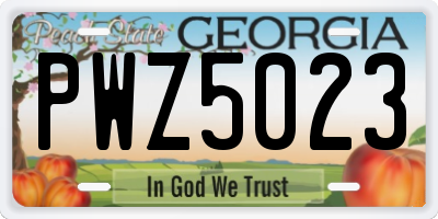GA license plate PWZ5023