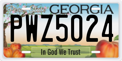 GA license plate PWZ5024
