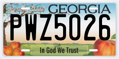 GA license plate PWZ5026