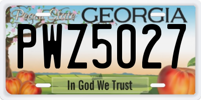 GA license plate PWZ5027
