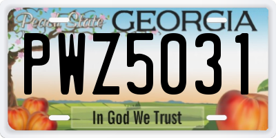 GA license plate PWZ5031