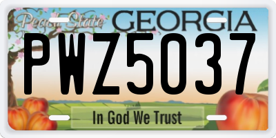 GA license plate PWZ5037