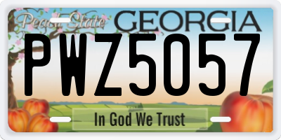 GA license plate PWZ5057