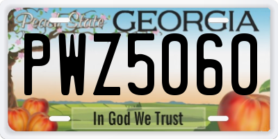GA license plate PWZ5060