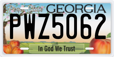 GA license plate PWZ5062