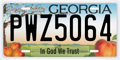 GA license plate PWZ5064