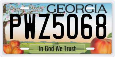GA license plate PWZ5068
