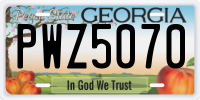 GA license plate PWZ5070