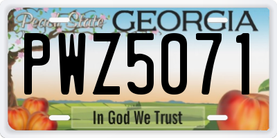 GA license plate PWZ5071