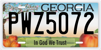 GA license plate PWZ5072