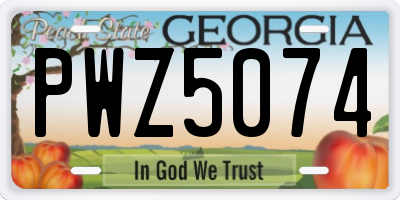 GA license plate PWZ5074
