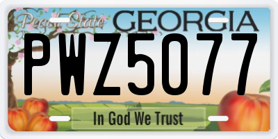 GA license plate PWZ5077