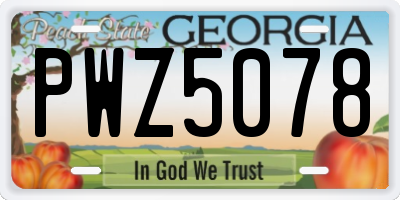 GA license plate PWZ5078