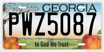 GA license plate PWZ5087