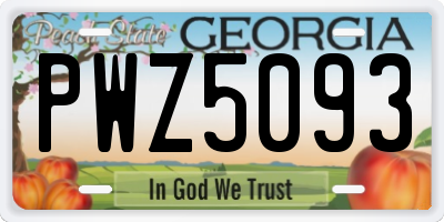 GA license plate PWZ5093