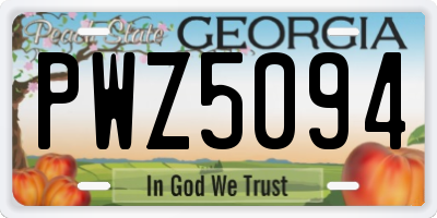 GA license plate PWZ5094