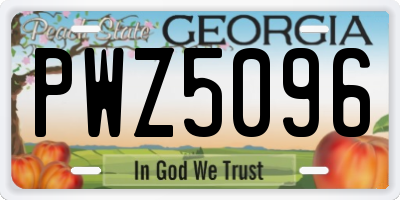GA license plate PWZ5096
