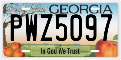 GA license plate PWZ5097