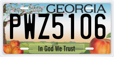 GA license plate PWZ5106
