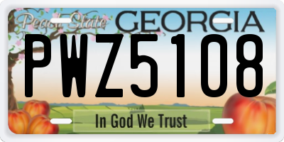 GA license plate PWZ5108