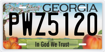 GA license plate PWZ5120