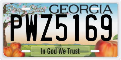 GA license plate PWZ5169