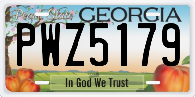 GA license plate PWZ5179