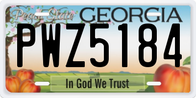 GA license plate PWZ5184