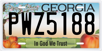 GA license plate PWZ5188