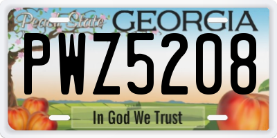 GA license plate PWZ5208