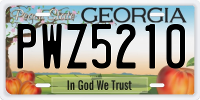 GA license plate PWZ5210
