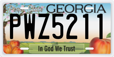 GA license plate PWZ5211